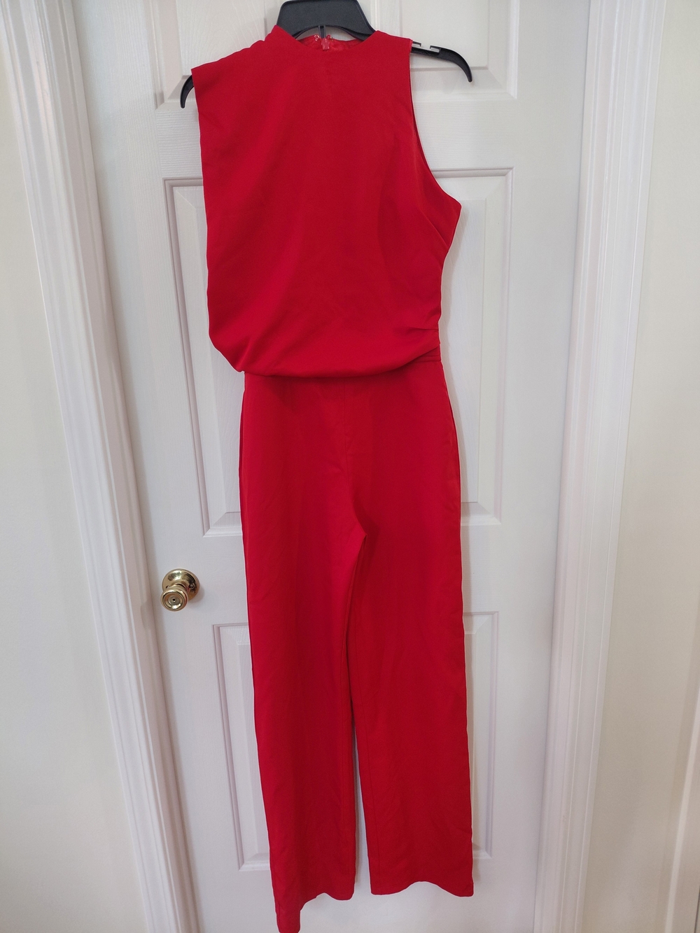 Sleeveless Red Jumpsuit with High Neck - Picture 6 of 8